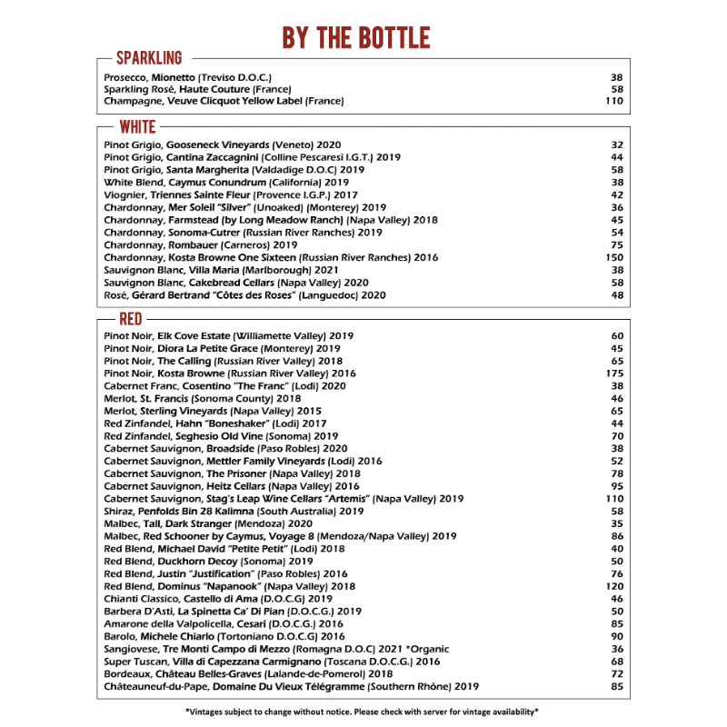 WINES BY THE BOTTLE